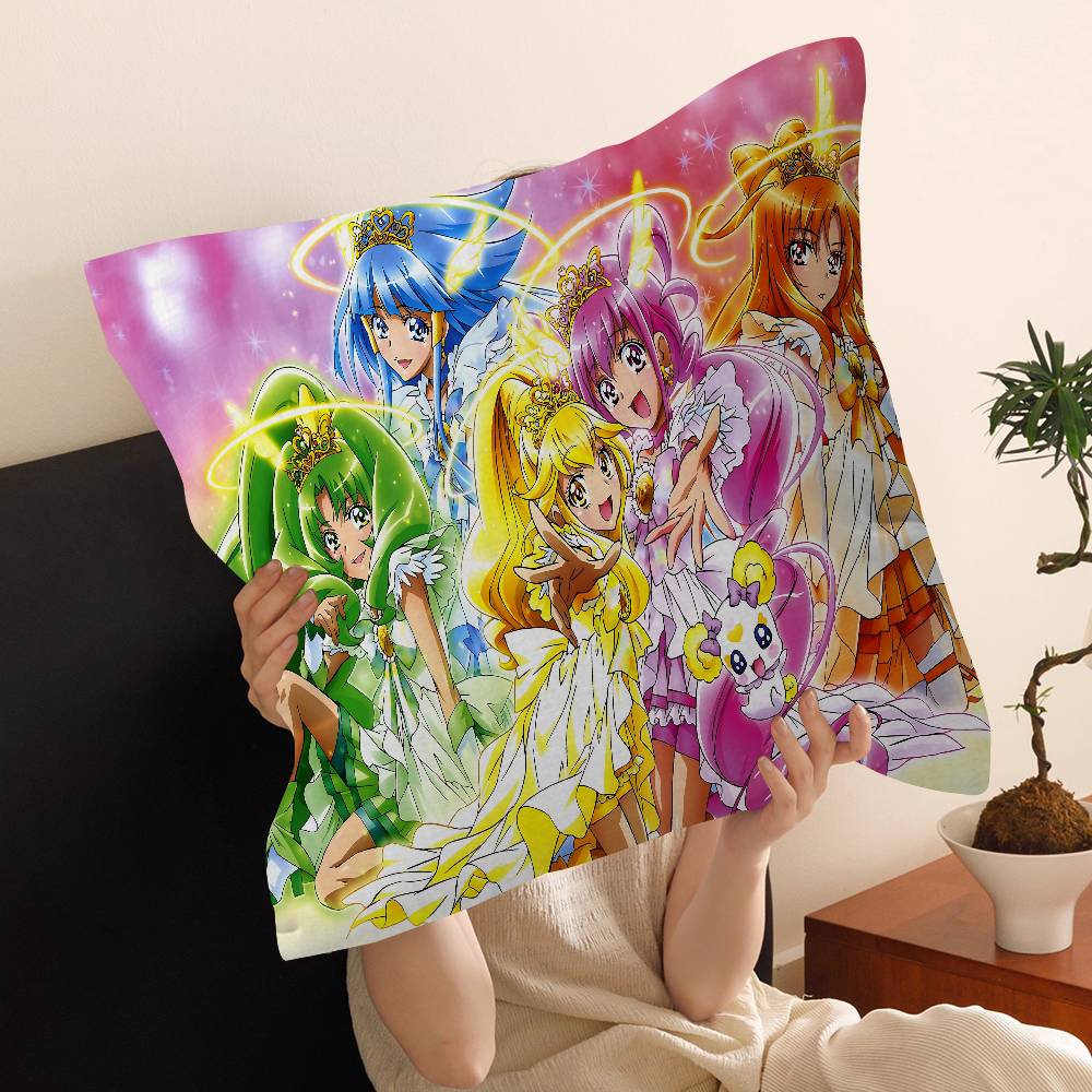 Подушка с принтом из аниме Smile Precure Чехол для подушки Полиэстер Декоративные подушки для дивана Декоративные пледовые подушки Декор для дома Чехол для подушки
