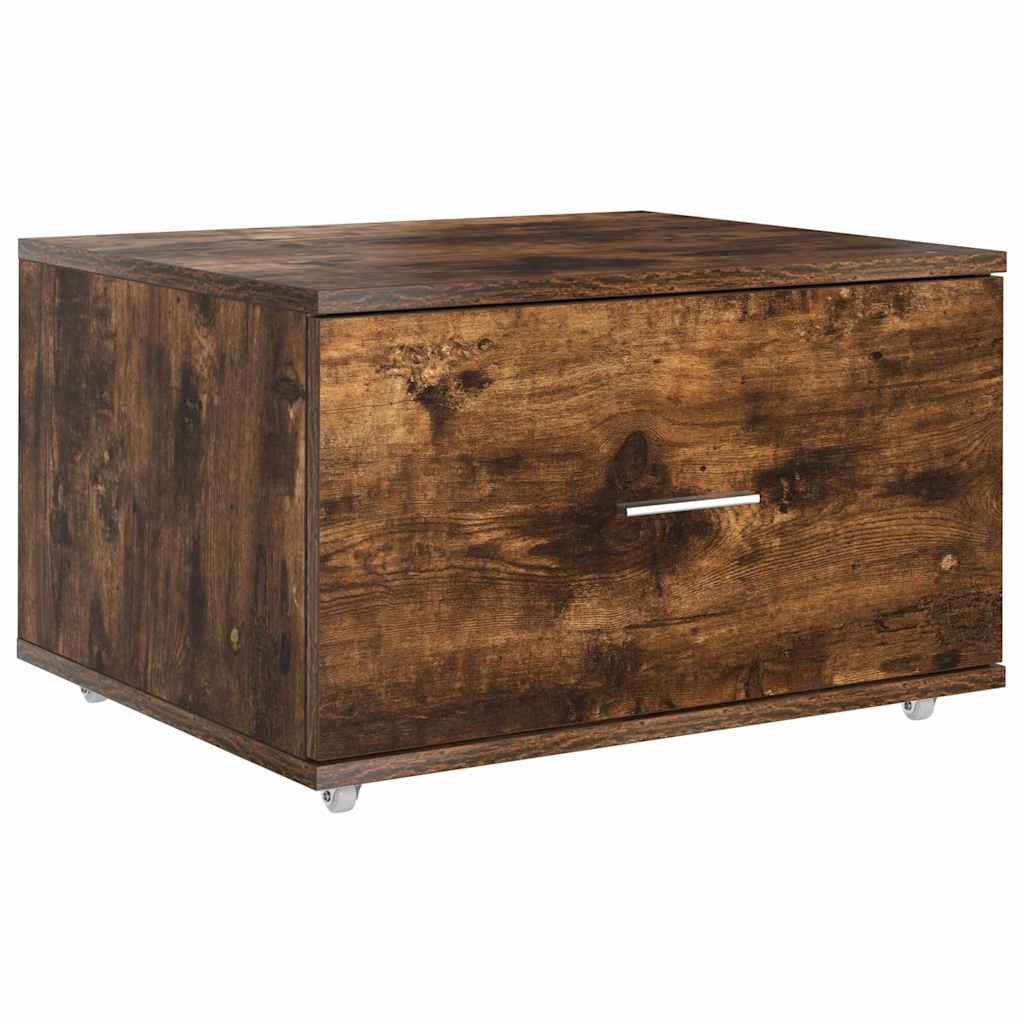 Drawer Cabinet with Wheels Smoked Oak 55 x 45 x 31 cm