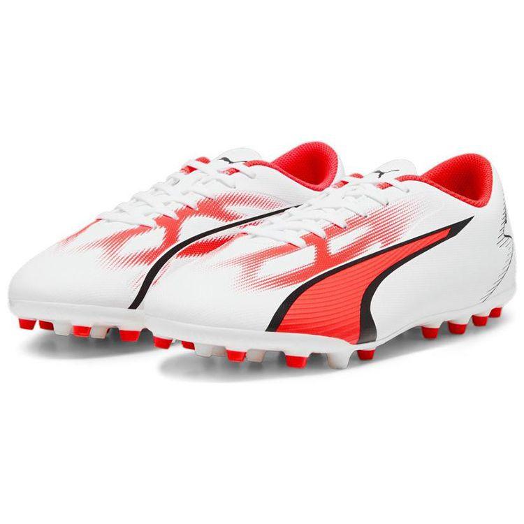 Puma Ultra Play Round Toe Lace-Up AG FG Soccer Shoes Men Soccer Shoes White Black Red 107527-01