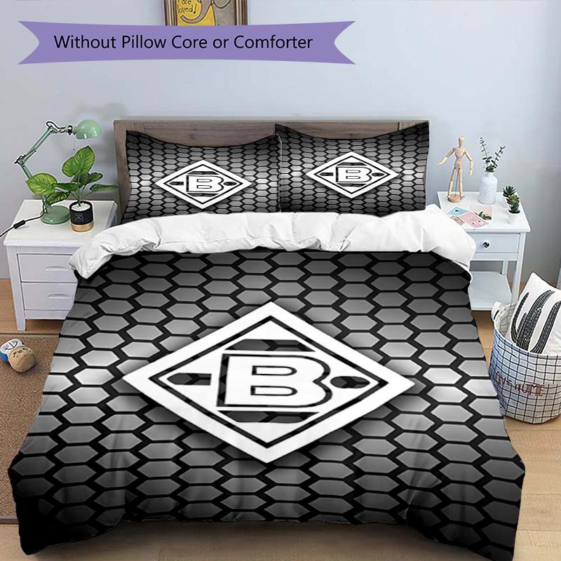 3pcs Duvet Cover Set (1*Duvet Cover + 2*Pillowcase, Without Core), Borussia Monchengladbach Print Bedding Set, Bedroom Decor, All‑Season, Birthday Gif