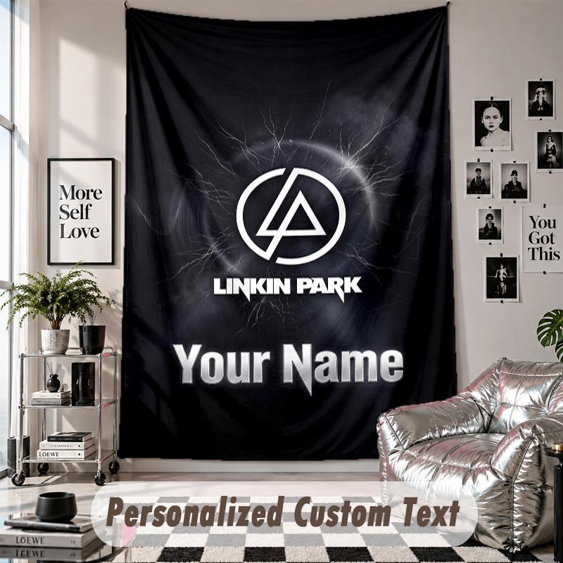 Wall Hanging Tapestry With Custom Name & Text, Linkin Park Decorative Tapestry For Bedroom