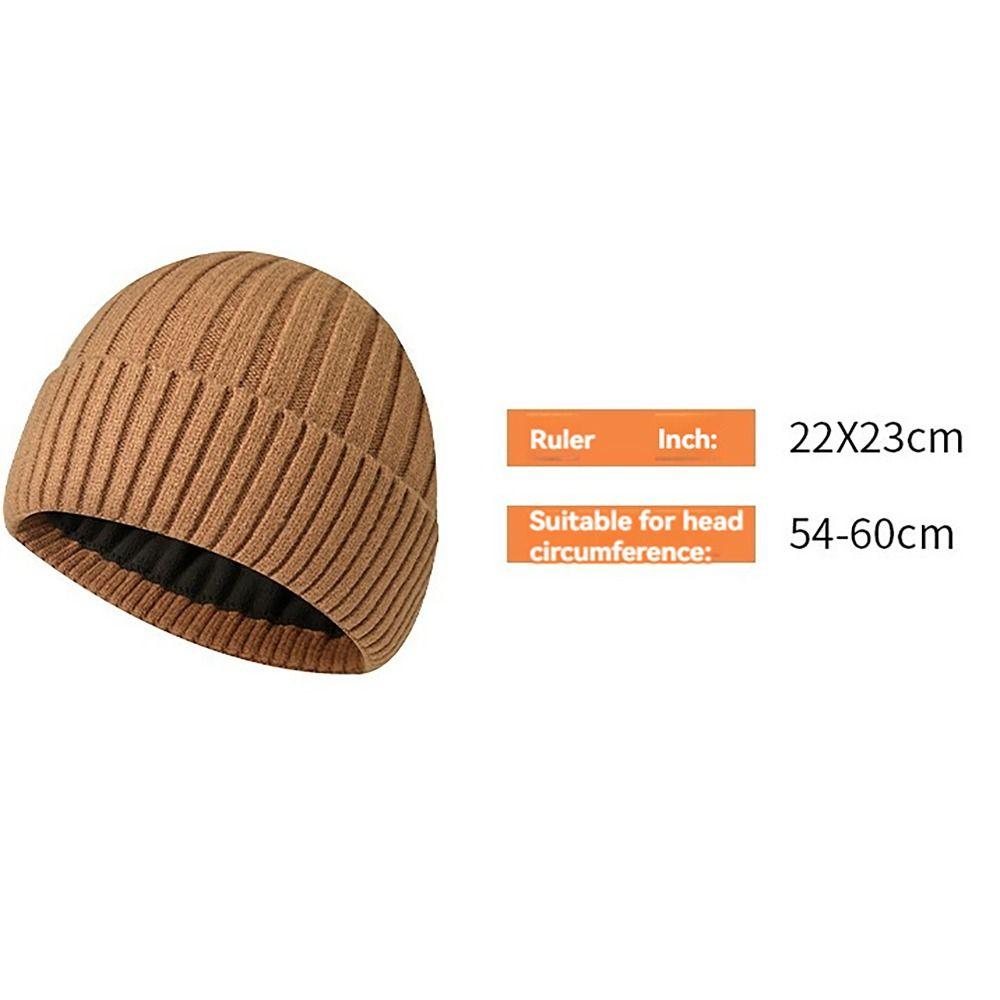 Thickened Knitted Hat Wool Beanies Cap Fashion Skull Cap  for Male Female