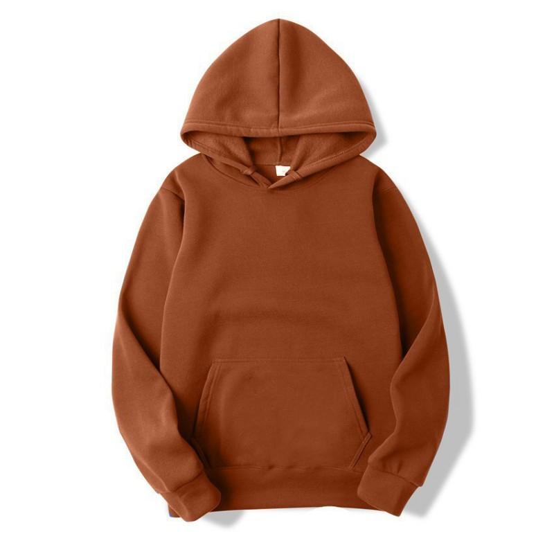 Loose Fit Hooded Sweatshirt Unisex Solid Color Casual Top