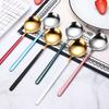 Korean Spoon Stainless Steel Exquisite Long Handle Spoon Soup Kitchenware Dessert Spoon Kitchen Tableware Akcesoria Kuchenne