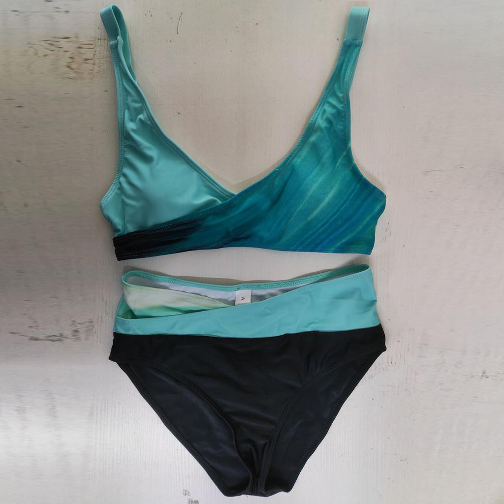 Женский сексуальный купальный костюм бикини с разделенным принтом и подушечками для бюстгальтера и без стального бюстгальтера