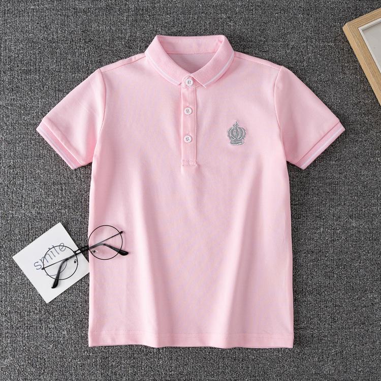 Летняя детская хлопковая рубашка-поло с коротким рукавом 2023 г. — школьная форма в корейском стиле