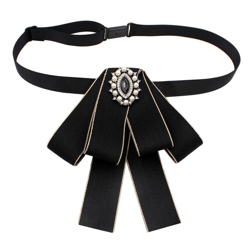 Rhinestone Bowknot Brooches Alloy Necktie Fashion Wedding Party Bow Tie for Groom Formal Suit