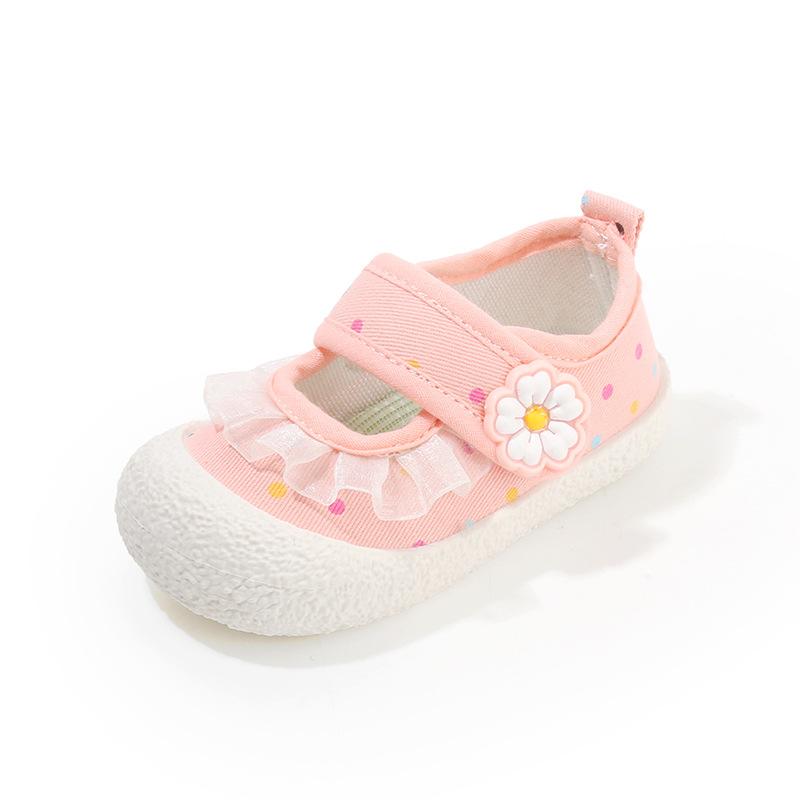 Повседневная обувь для девочек, с закрытым носком, на шнуровке, с цветами, детская обувь принцессы, в горошек, модная новинка 2025, детская обувь на плоской подошве, мягкая, размеры 20-31