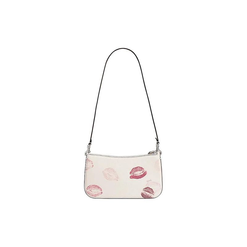 Coach Penn 21 Lip Print Zipper Closure Leather Crossbody Shoulder Bag Small Women bags Silver Chalk CR742-LHCAH