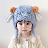 Cute Sheep Beanie Cap Thick Lamb Fleece Warm Earmuffs Caps For Girl Outdoor Windproof Plush Fluffy Warm Hat Mountaineering Scarf