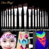 17-Piece Face Painting Brush Set for Various Artistic Techniques Like Line Work, Embossing, Blending, and More.