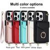 Crossbody Card Bag Wallet Ring Holder Leather Case for iPhone 15 14 13 12 11 Pro Max XS MAX XR for Samsung S23 S22 S21 S20 Ultra Plus A14 A13 A53 A54