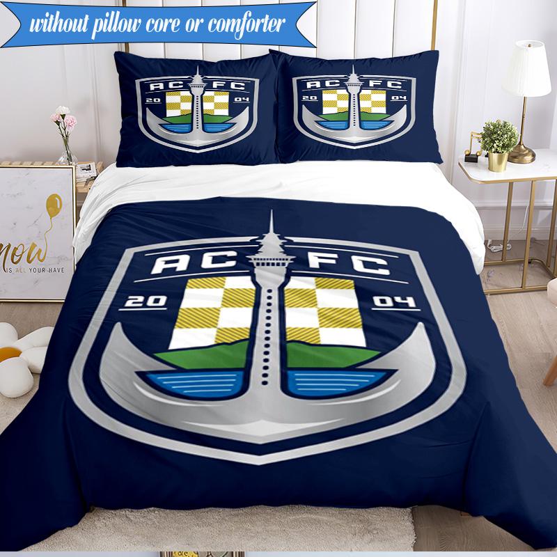 3PCS Auck-land Football Club Printed Soft Bedding Set,Including 1pc Duvet Cover And 2pcs Pillowcases Perfect for Bedroom, Dormitory, Fan gift