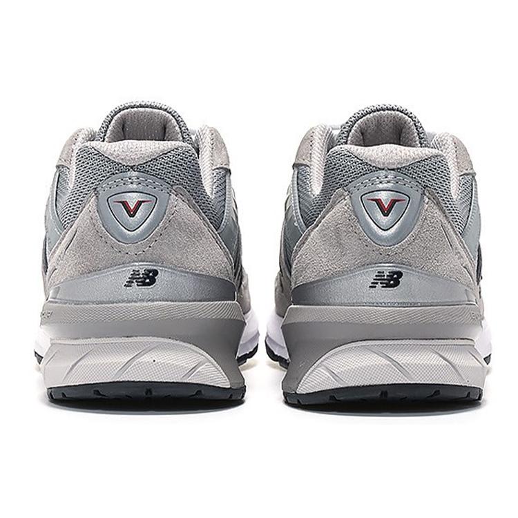 New Balance 990 V5 Винтажные кожаные низкие беговые кроссовки Женские Серые D Ширина (унисекс) Беговая обувь