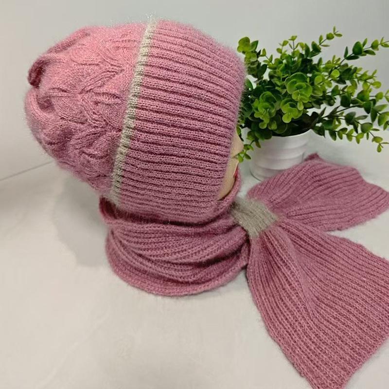 Зимние вязаные шапки и шарфы Skullies, комплект из холодного шарфа для защиты ушей, теплые шапки для девочек, ветрозащитные шапки для велоспорта и женщин, кепки для активного отдыха