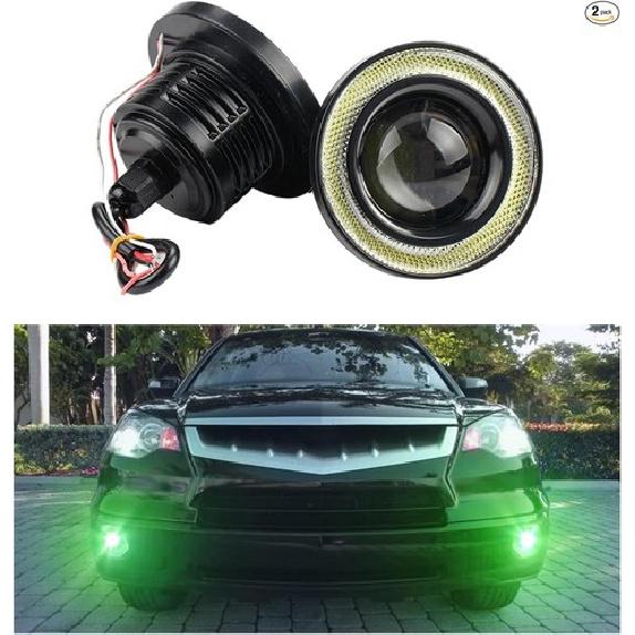 2 шт. Автомобильный противотуманный фонарь, 2,5'' Круглый COB LED Супер яркий Высокой мощности Зеленый