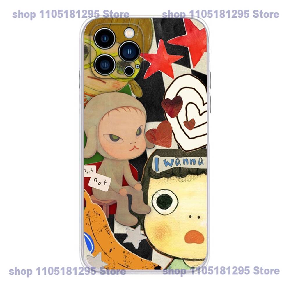 Милый чехол для телефона Y-Yoshitomo Nara для iPhone 17,16,15,14,13,12,11 X,Plus,Pro,Max,XR,Plus,E,Mini Прозрачный мягкий чехол