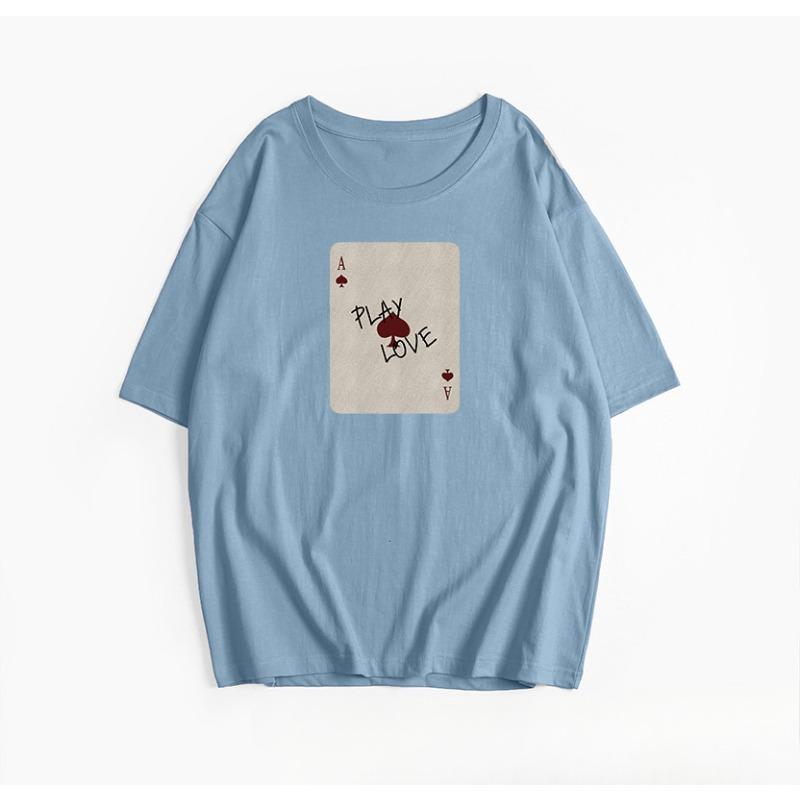 Женский короткий рукав с принтом и круглым вырезом, свободный мягкий топ