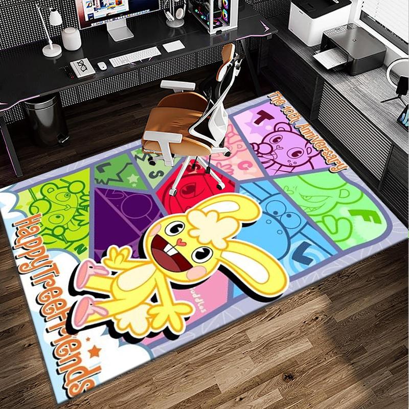 Happy Tree Friends Anniversary Office Rug Chair Mat, Game Carpet, Suitable for Front Door, Bedroom, Living Room, Desk, Holiday Gift