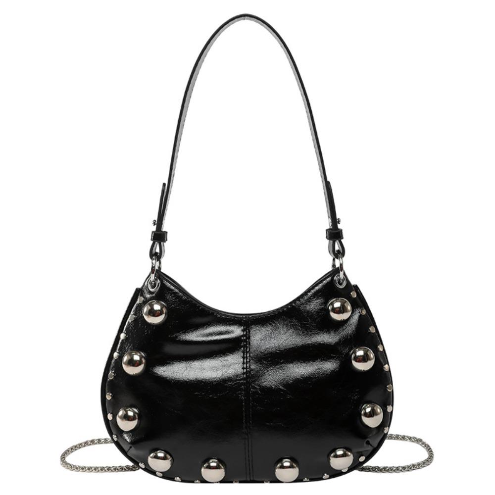 Small Pack Punk Style Handbags Crossbody Bag Shoulder Bag Fashion Rivets PU Underarm Bag Girls