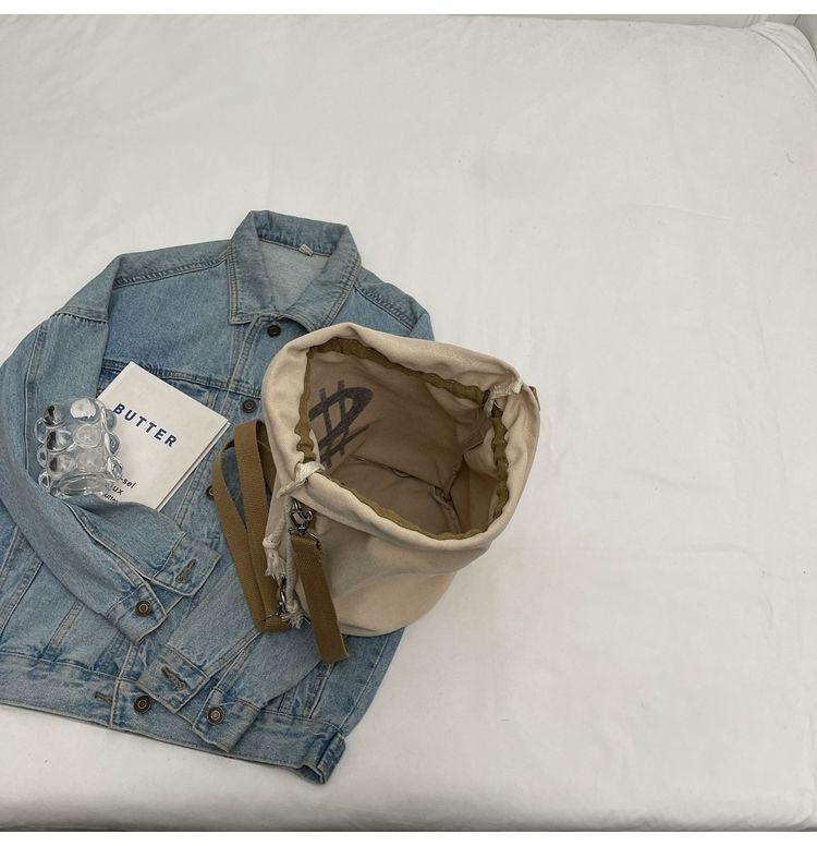 Women's Large Capacity Canvas Drawstring Backpack: Multifunctional, Fashionable, Versatile Single Shoulder & Crossbody Bucket Bag