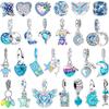 Оригинальные серебряные подвески 925 пробы Синие Бабочка Цветок Сердце Рыба Дельфин Бусины Для DIY Украшений Ожерелье Браслет Подарок