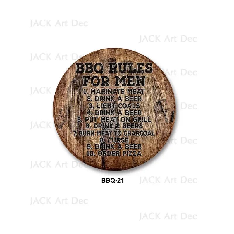 BBQ Zone Metal Sign Vintage Dad`s BBQ Yard Outdoor Party Decoration Plate Retro Barbecue Rules Slogan Metal Signs
