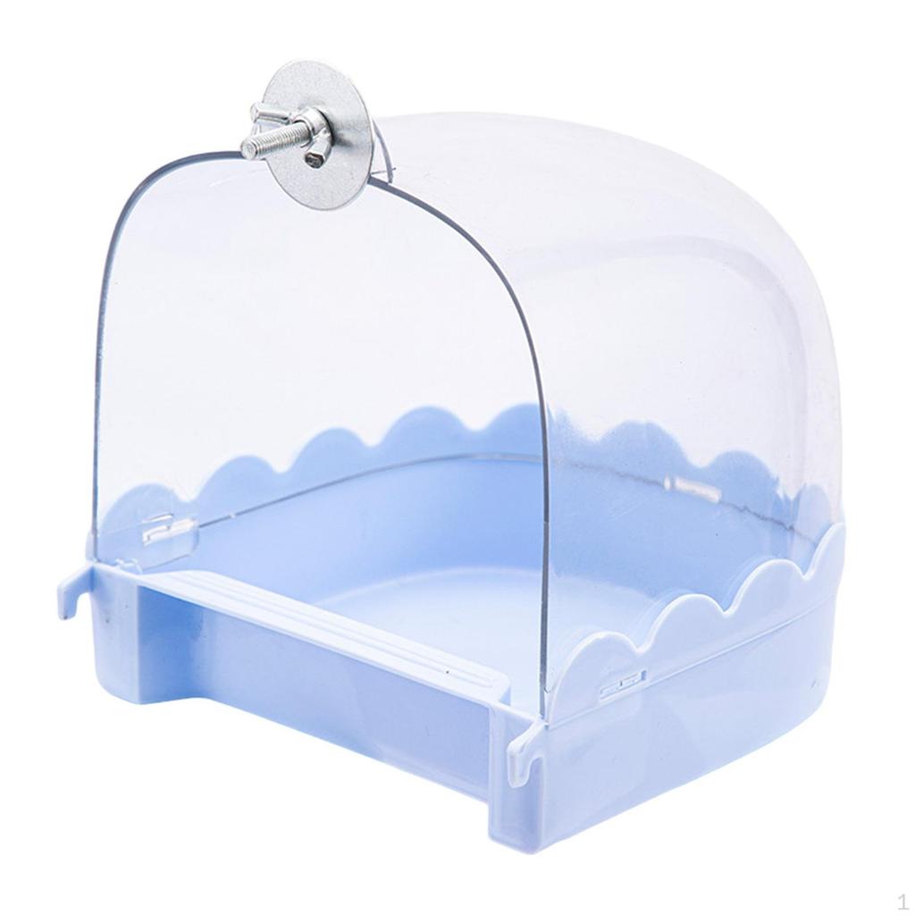 Bird Bath Bathtub Hanging Food Tray Shower Caged Parrot Bathing Tub for Budgerigar Finch