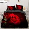 Flower Duvet Cover Set Microfiber Red Rose Bedding Set King Size Floral Print for Valentine's Day Mother's Day Soft Quilt Cover