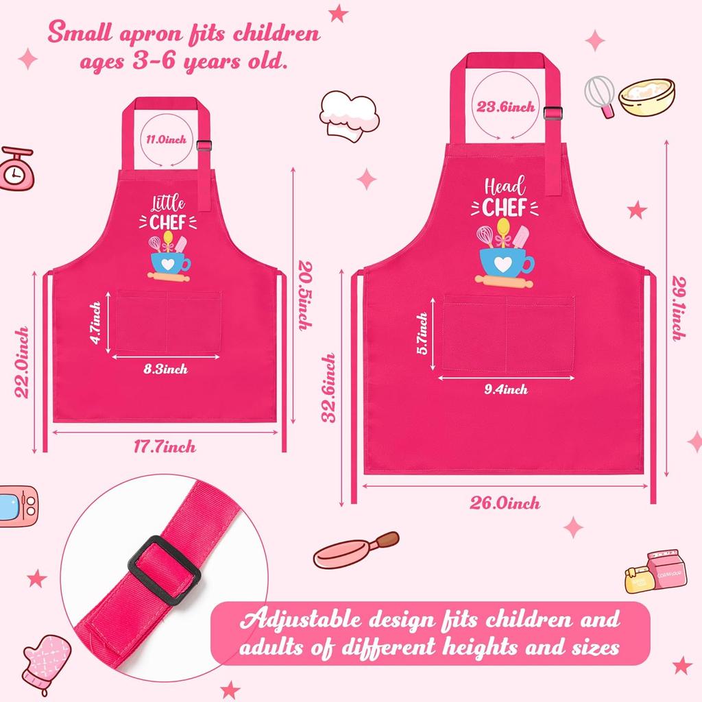 R HORSE 2Pcs Adults Kids Matching Apron Set Mommy and Me Adjustable Kitchen Apron with 2 Pockets Parent and Child Matching Gift for Mother's Day