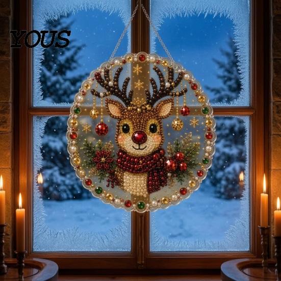 Набор для алмазной вышивки Рождественский ornament, Набор для подвешивания с искусственным жемчугом, DIY 3D бусины, Ручная работа, Праздничный декор для дома, Арт-ремесло, Акриловая панель с драгоценными камнями для окна,