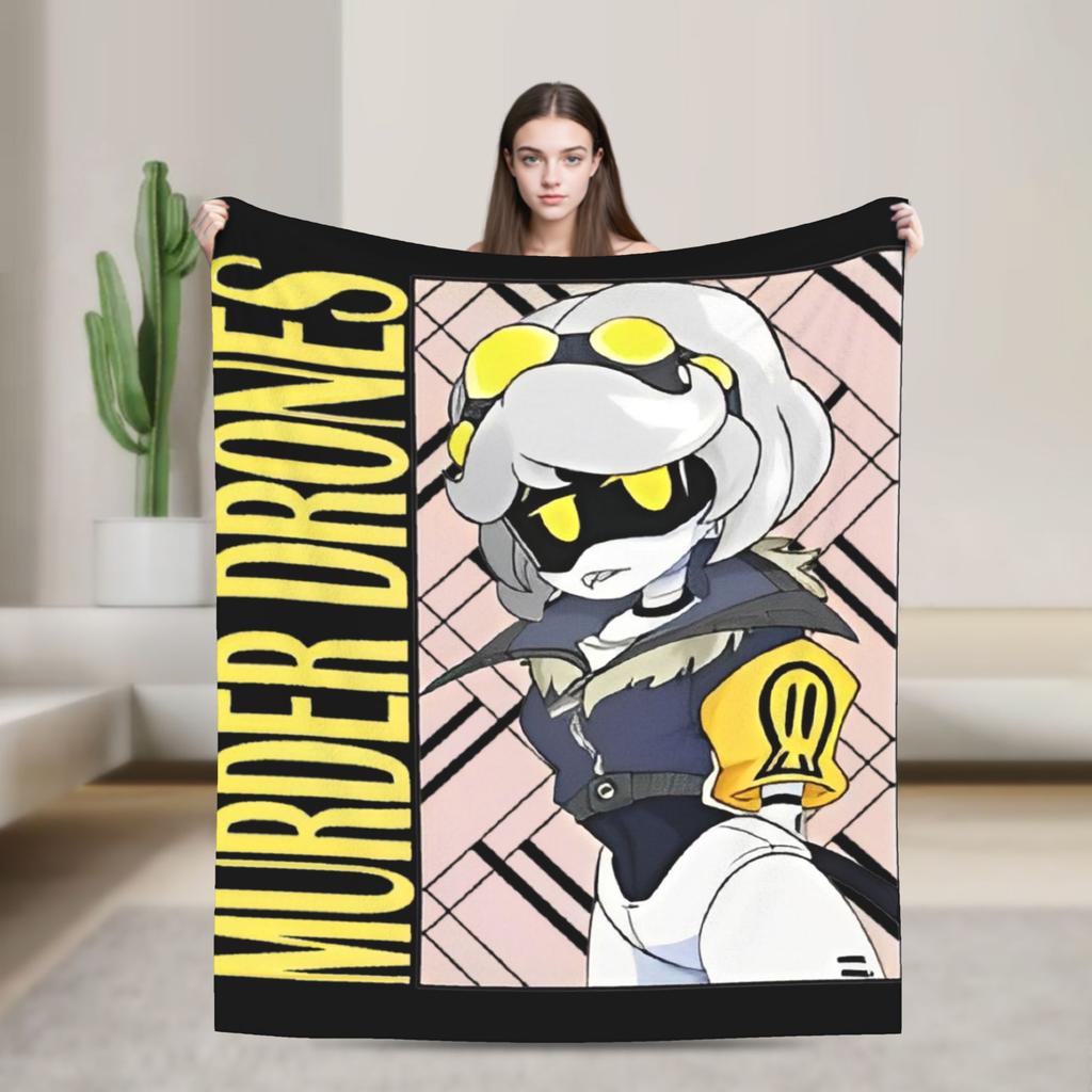 Murder Drones Blanket  Super Warm Aesthetic Plush Throw Blanket For Kids Adult Outdoor Flannel Bedspread Bed Cover