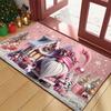 Pink Christmas Gnome Welcome Mat, Machine Washable Non-Slip Rug, Festive Door Mat for Entryway, Bathroom, Kitchen, Laundry Room