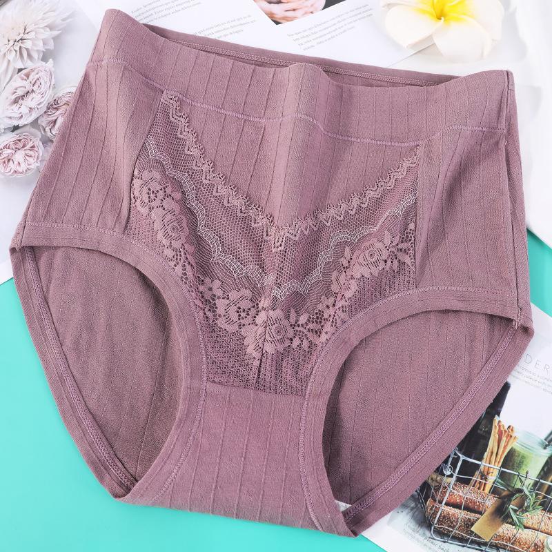 Plus Size Women's Summer Thin Cotton Middle Aged and Elderly High Waisted Panties