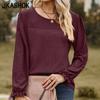 Women's Fashion Casual Summer Spring Solid Color Print Long Sleeve O-Neck Blouses & Shirts