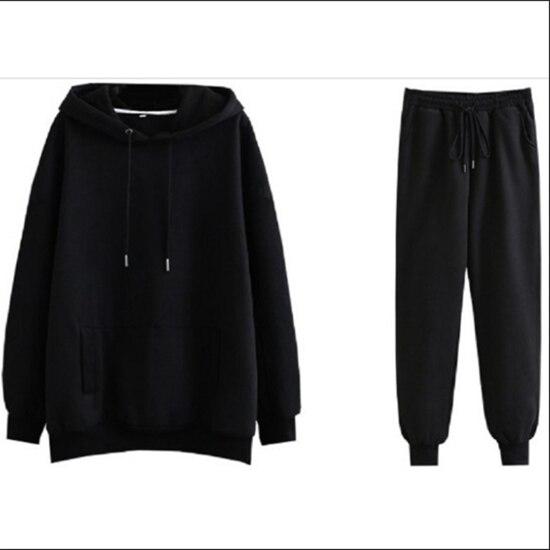 Осенне-зимний повседневный вязаный спортивный костюм, женский однотонный комплект из 2 предметов, спортивная одежда, топ, рубашки, толстовка, топы + брюки