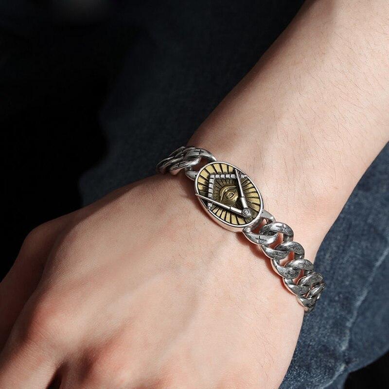 Новая мода ретро серебряный цвет Тотем Божьего глаза Феникс узор плетение небесный глаз тренд мужской браслет ювелирные аксессуары