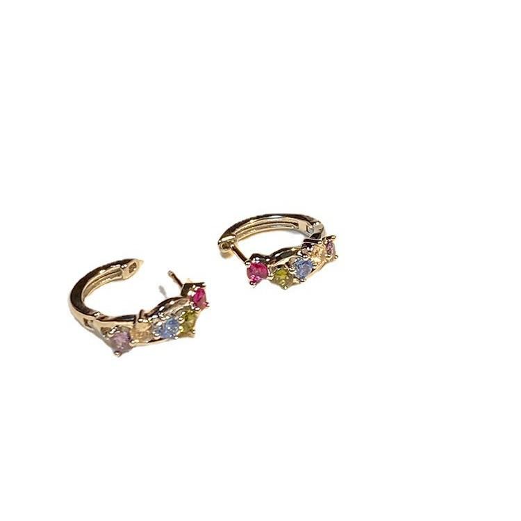 Millennium Spice Girls~ Color zircon earrings, small and delicate stud earrings, new foreign gas ring earrings, women's high sense