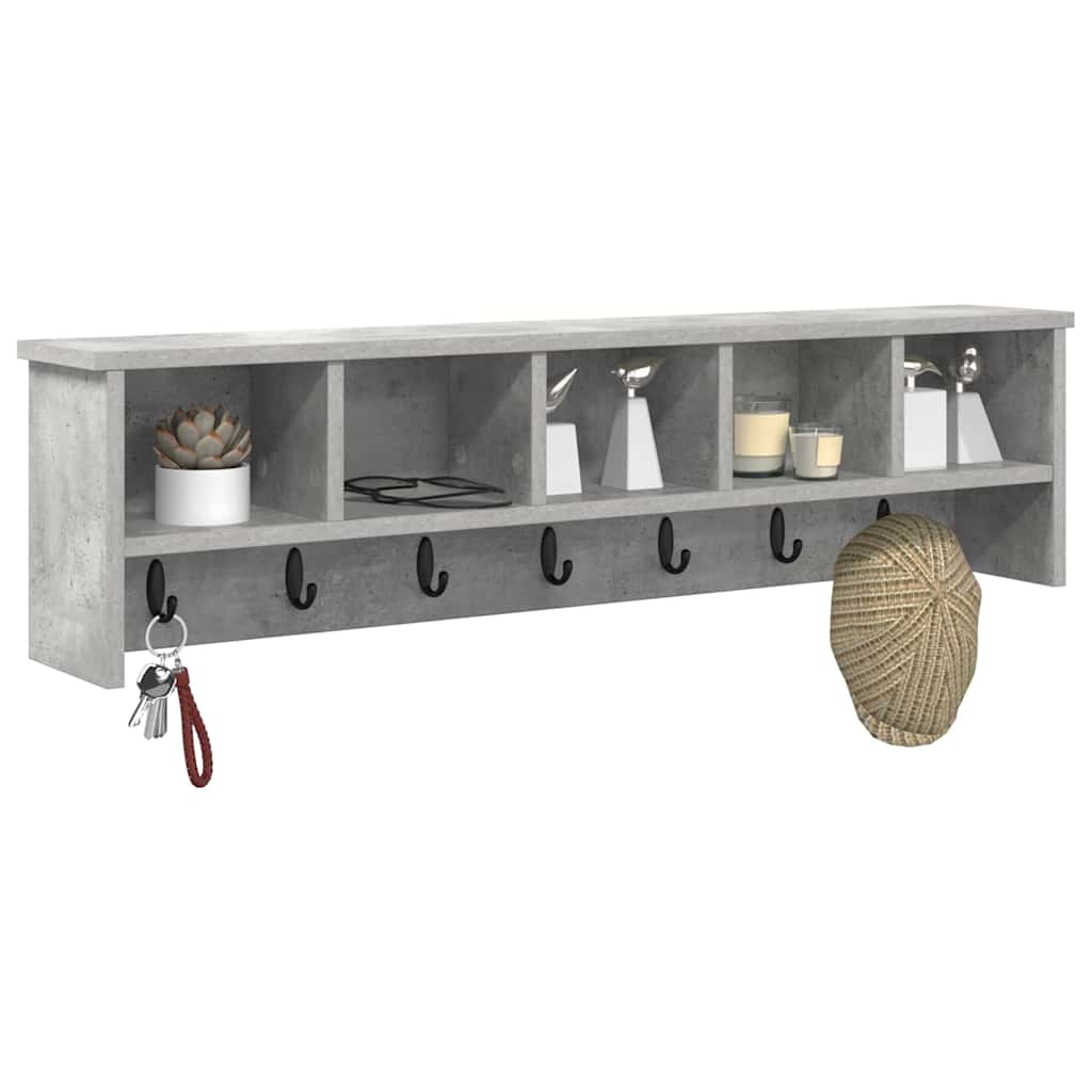 Wall Mounted Nightstand with Shelf Concrete Grey 100 x 16 x 26 cm