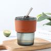 Бамбуковая чашка с вертикальным узором и крышкой, высокая ценность, стеклянная подарочная чашка с соломинкой, офисная кофейная чашка
