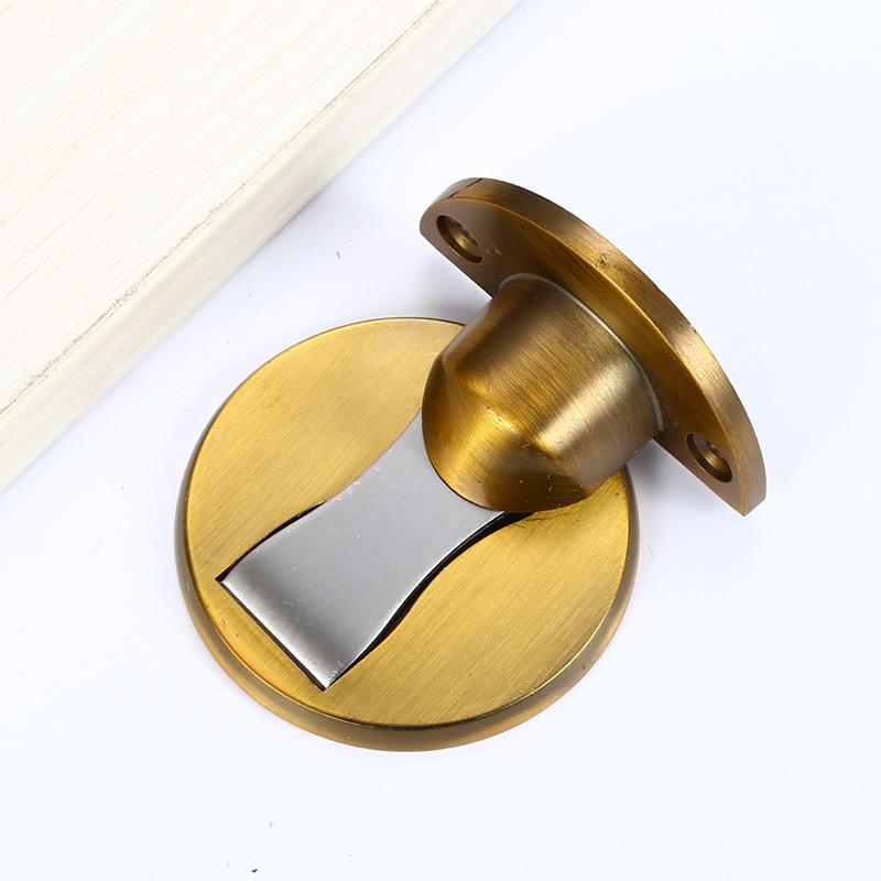 Magnetic Door Stopper Brushed Satin Nickel Floor Metal Invisible Adhesive Door Holder