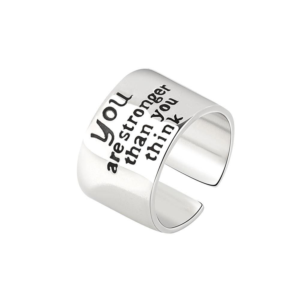 Retro Cheering Letters Adjustable Open Ring for Women Punk Gothic Edgy Jewelry Unisex Trendy Accessories Creative Family Gift