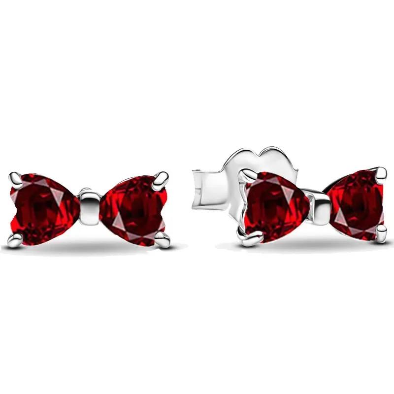 Серьги-сердечки из серебра 925 пробы Изысканные Блестящие Круглые Легкая Роскошь Ювелирные изделия Идеальные Праздничные Подарки для Нее
