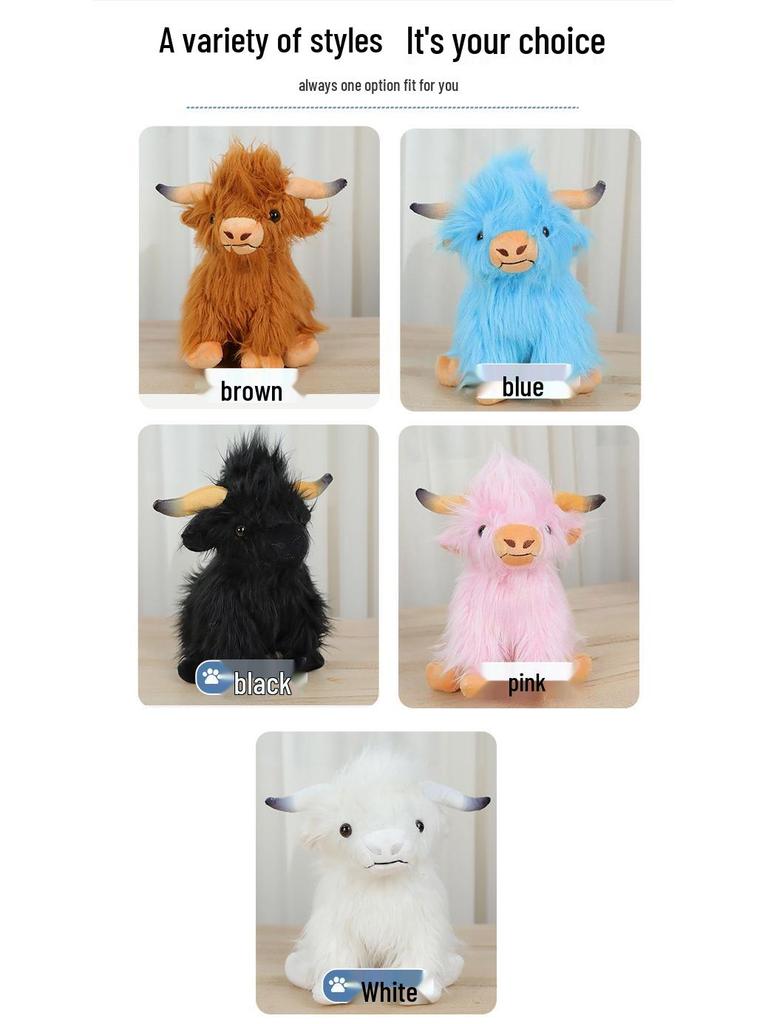 Плюшевая игрушка Шотландская высокогорная корова - Длинношерстная детская подарочная кукла