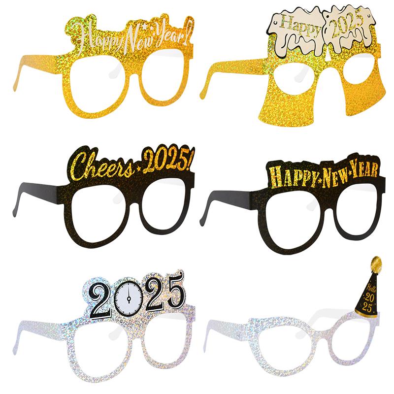 2025 С Новым годом бумажные очки фоторамка воздушный шар рождественская бумажная фотобудка реквизит украшение новогоднее вечернее украшение