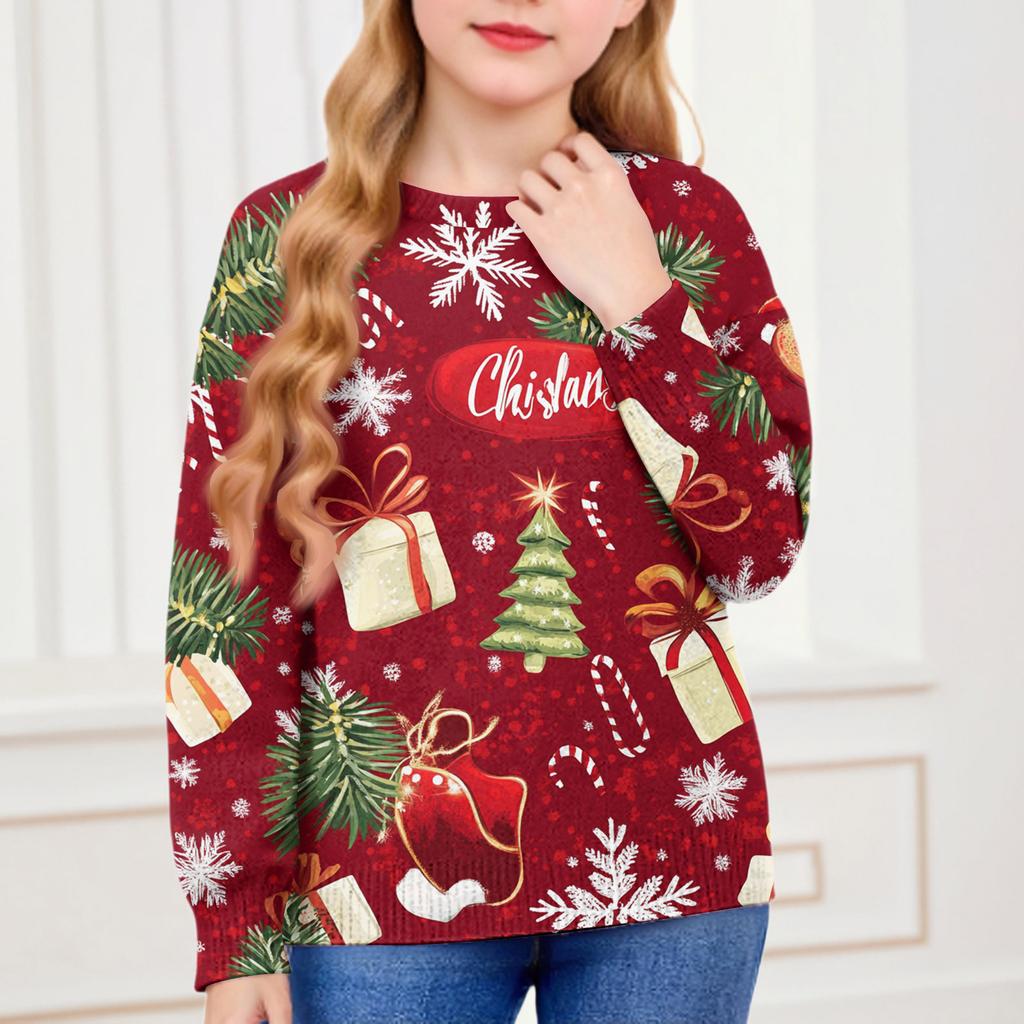 Christmas Day Sweatshirts For Children Boys And Girls Knit Sweater Cute Shirt Fall Crewneck Pullover Tops