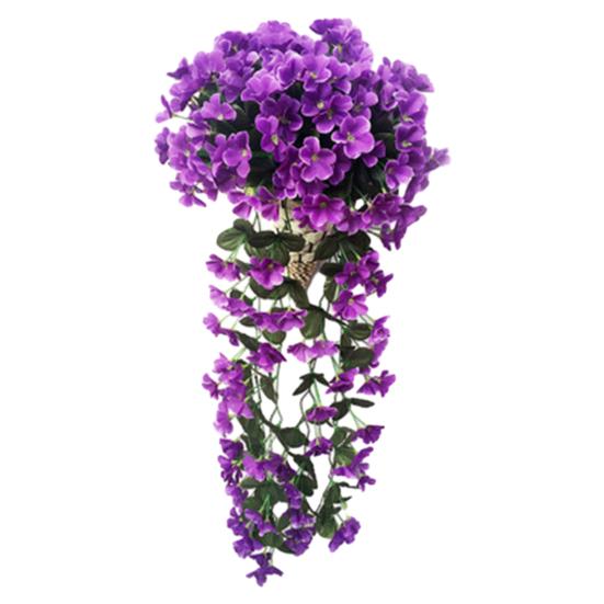 Yousheng Artificial Hanging Violets Faux Violets with Long Vines Realistic Fake Flowers for Home Wall Window Box Wedding Outdoor Garden Arch