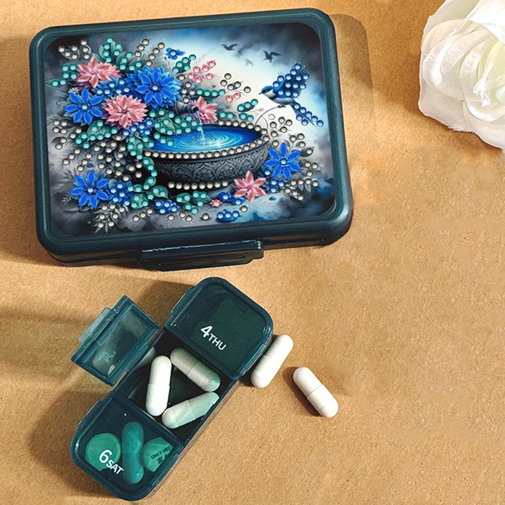 Алмазная мозаика Мини-коробочка для таблеток Дорожная портативная коробка для хранения Прямоугольная коробочка для лекарств Алмазная живопись Сделай сам Блестящая таблетница Пастилки