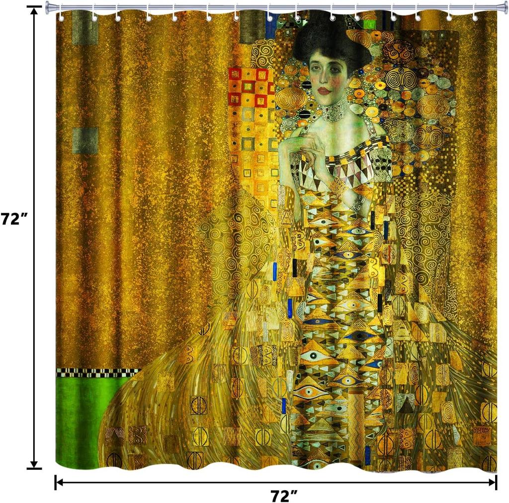 Opulent Gold Art Deco Style Shower Curtain Polyester Waterproof Bohemian Tapestry Bathroom Home Decor Luxury Pattern Curtain for