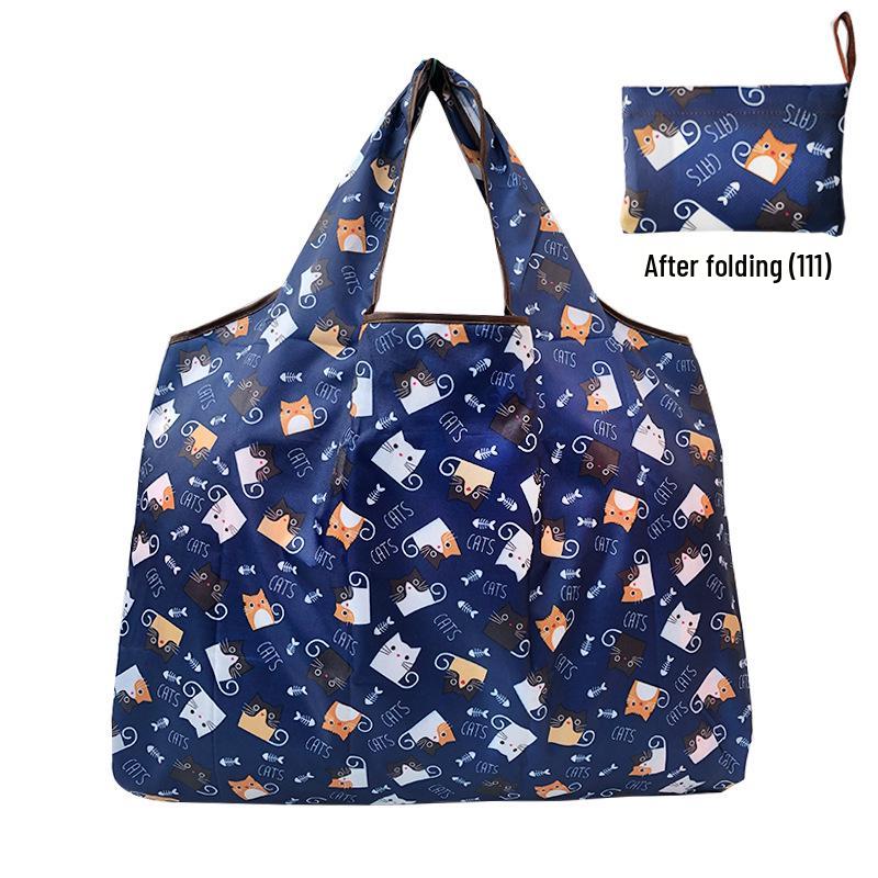 Складная сумка-тоут для продуктов - Большой вместимости, с принтом в юго-восточноазиатском стиле